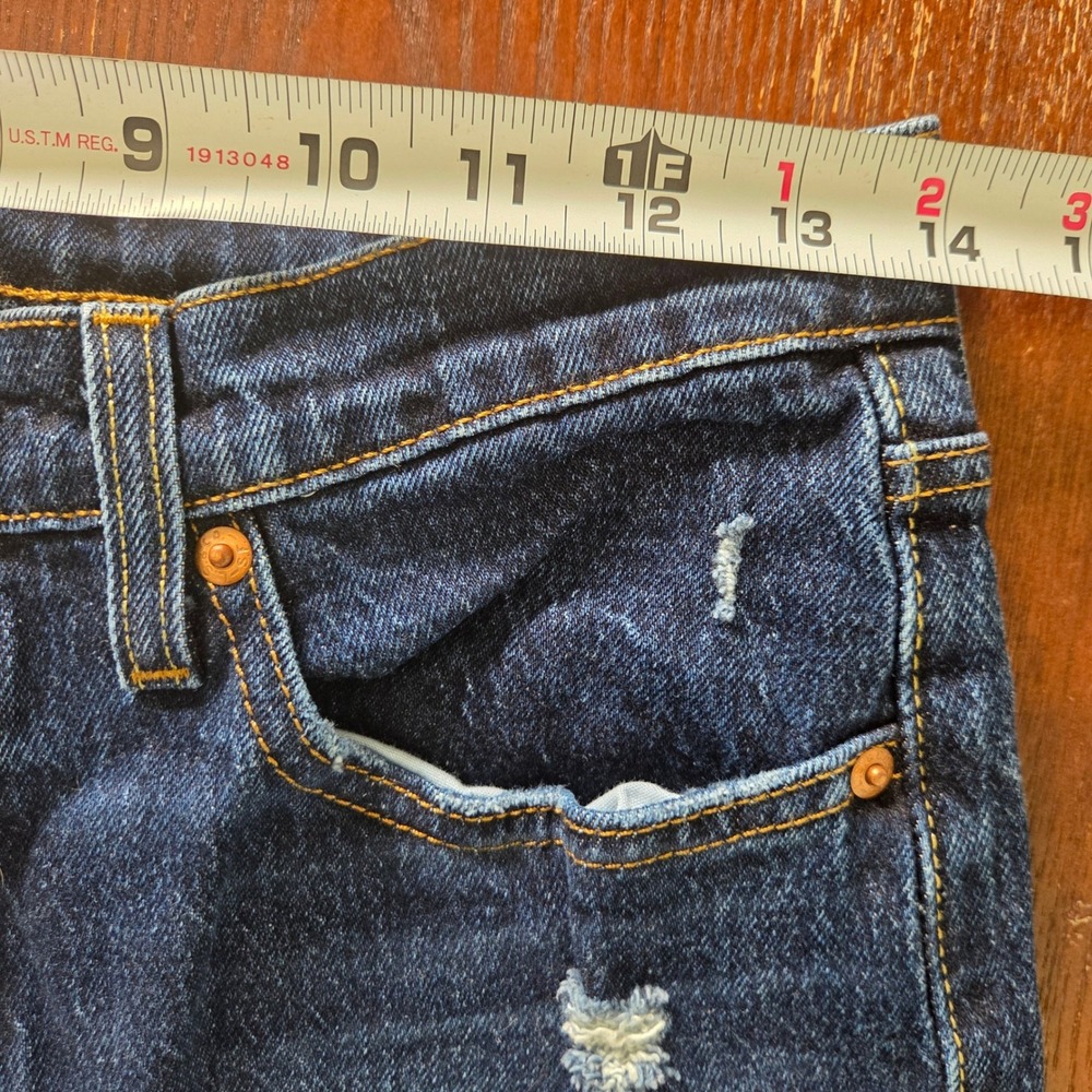 Levis 501 Crop Jeans W28 Button Fly Distressed‎ High Rise Dark Wash - Picture 8 of 10